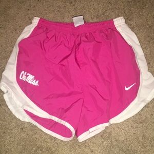 Pink and white ole miss NIKE shorts